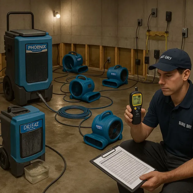 Structural Drying and Dehumidification process in Grove City, FL